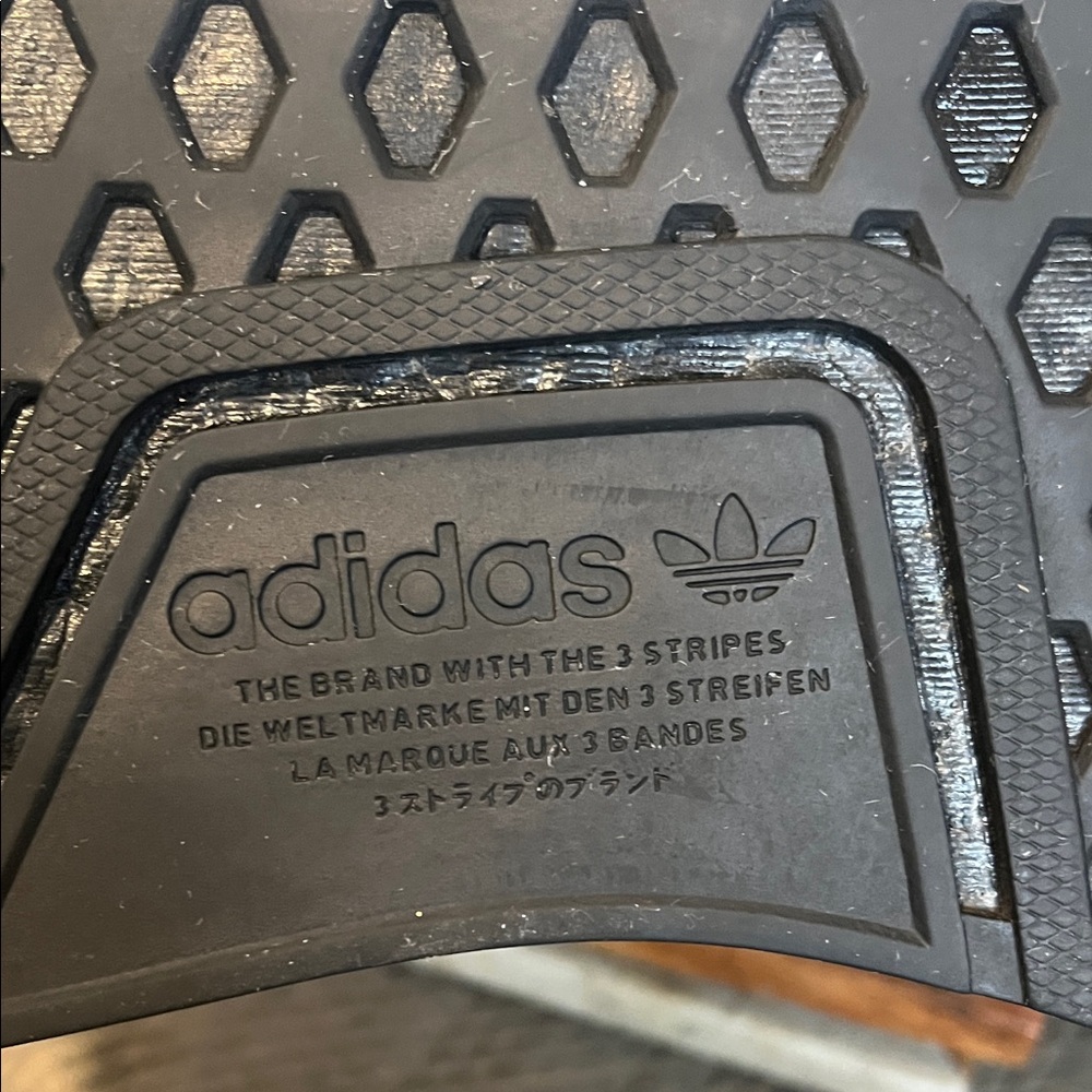 Adidas NMD R1 V2 Script Black Athletic Sneakers - Men's Size 5 - Picture 2 of 9